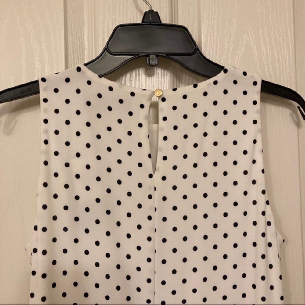 Lauren Ralph Lauren Polka-Dot Jersey Midi Dress in Cream/Navy Size 4 - Picture 6 of 9